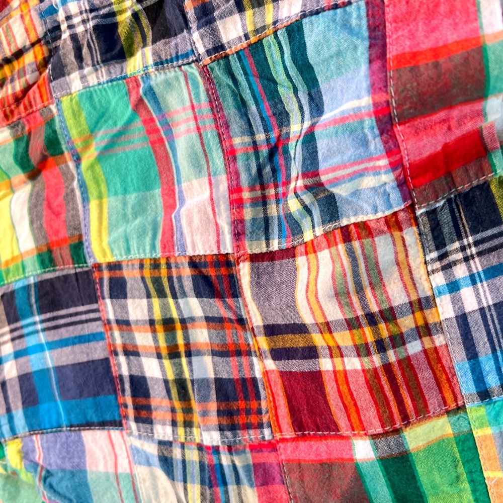 J.Crew Patchwork Madras Shorts 14 Womens City Fit Plaid Preppy Summer Coastal - Picture 6 of 10